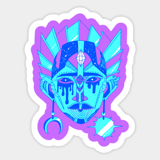 Blue African Mask No 12 Sticker